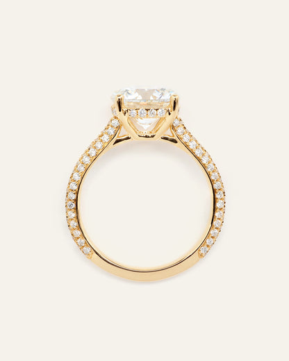 Lab Grown Diamond Round Pave Cathedral Engagement Ring - 3ct - 4 / Yellow Gold