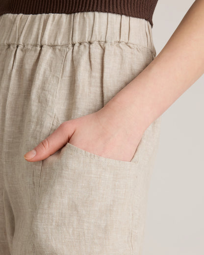 100% European Linen Tapered Ankle Pants - XS / Blue Pinstripe
