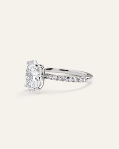 Lab Grown Diamond Oval Petite Pave Engagement Ring - 2ct - 4 / Yellow Gold
