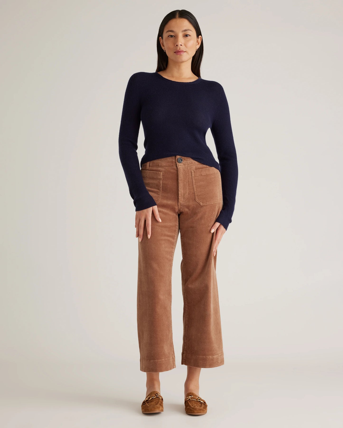 Featherweight Cashmere Ribbed Crewneck Sweater - XS / Charcoal