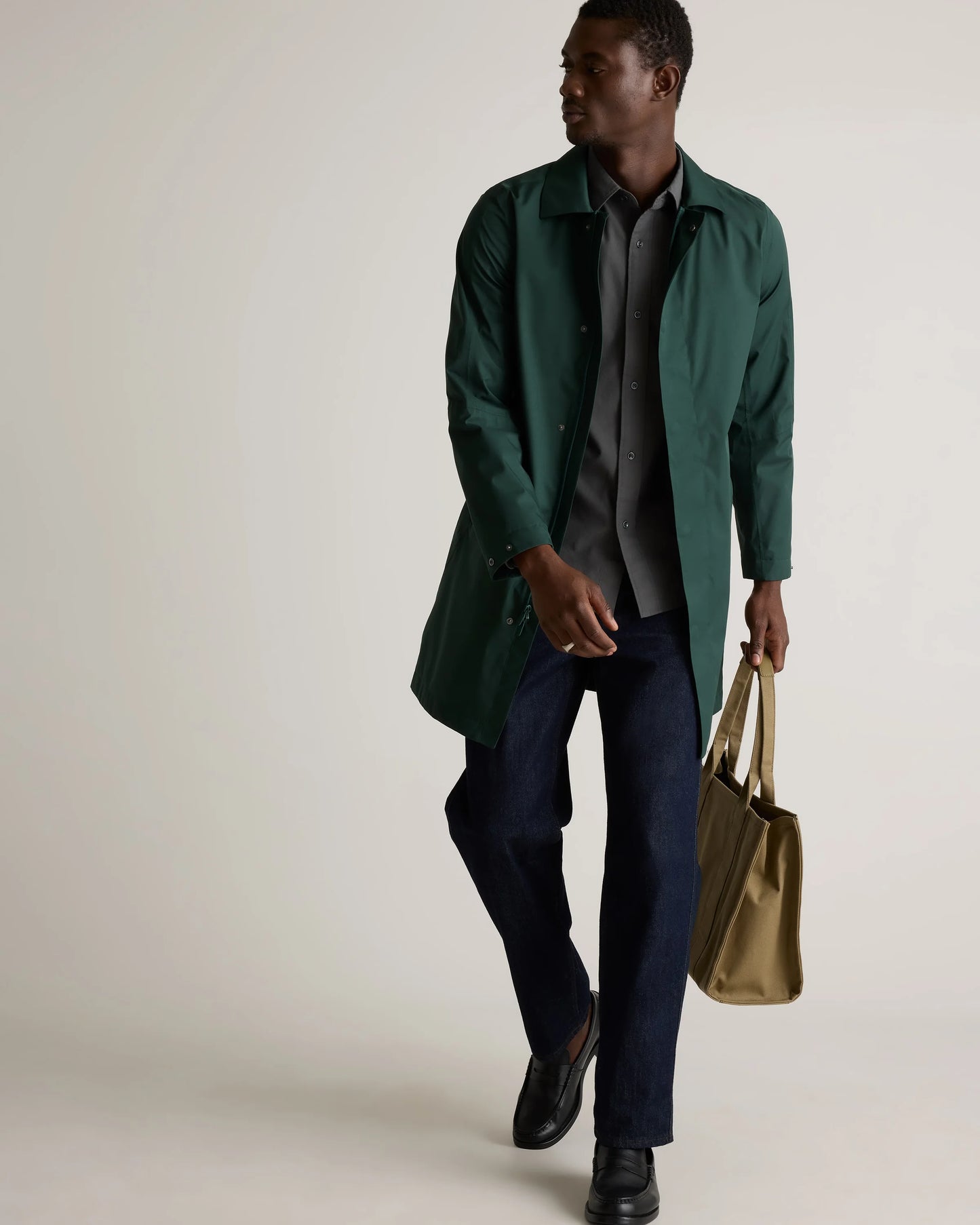 Organic Cotton Stretch Textured Twill Shirt - S / Navy