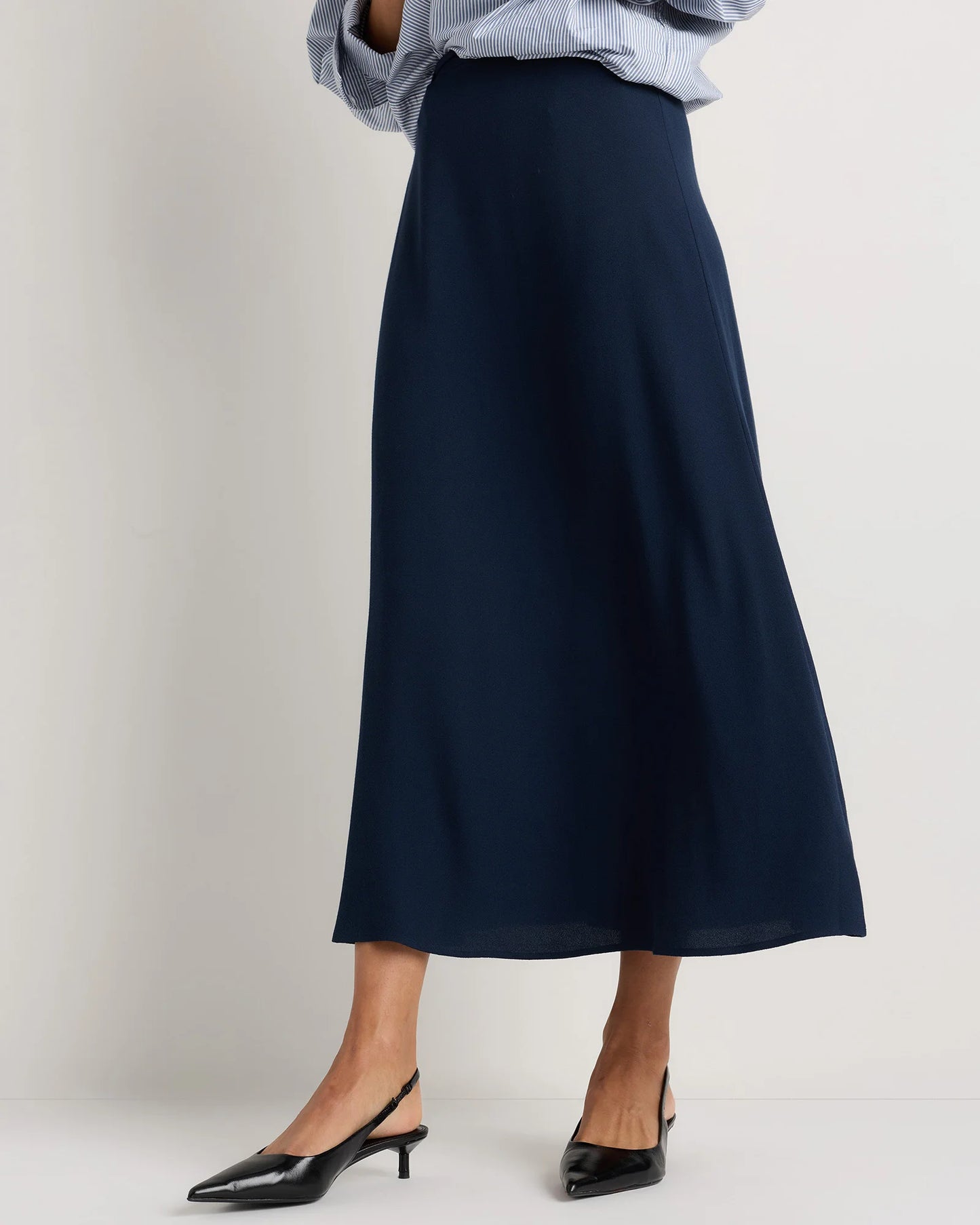 Lightweight Crepe Slip Skirt - XS / Moonstone Blue