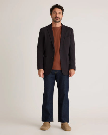 Cotton Pique Knit Blazer - XS / Heather Charcoal