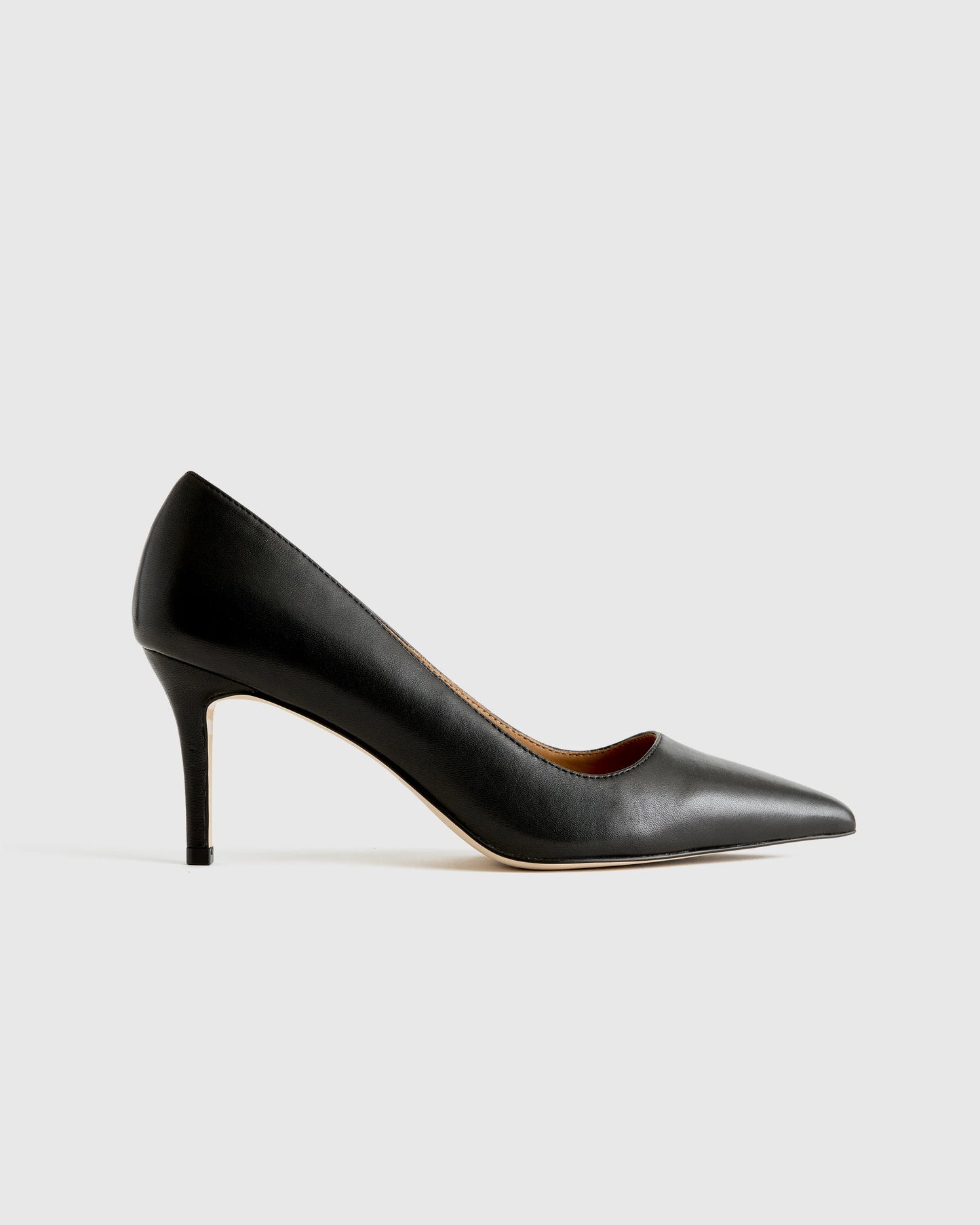 Italian Leather 75mm Pointy Toe Pump - 5 / Cashew