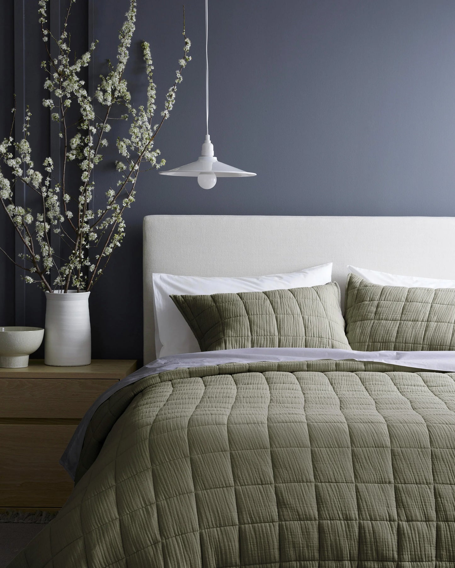 Organic Cotton Gauze Box Quilt Set - Twin / Mineral
