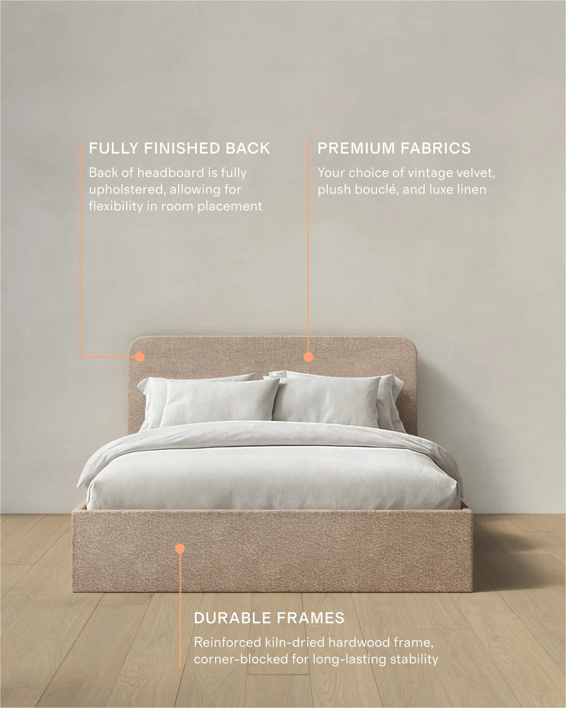 Plush Boucle Curved Bed - Full / Ivory