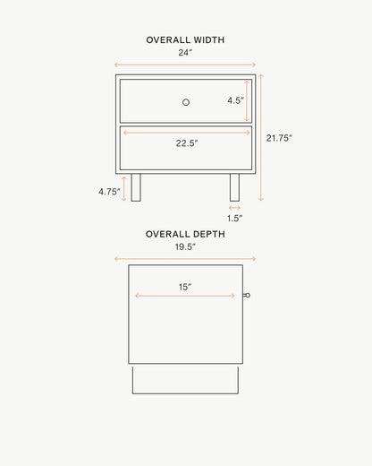 Solid Wood Platform 1-Drawer Nightstand - One Size / Walnut Brown
