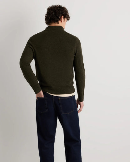 Mongolian Cashmere Quarter Zip Sweater - S / Olive Twist