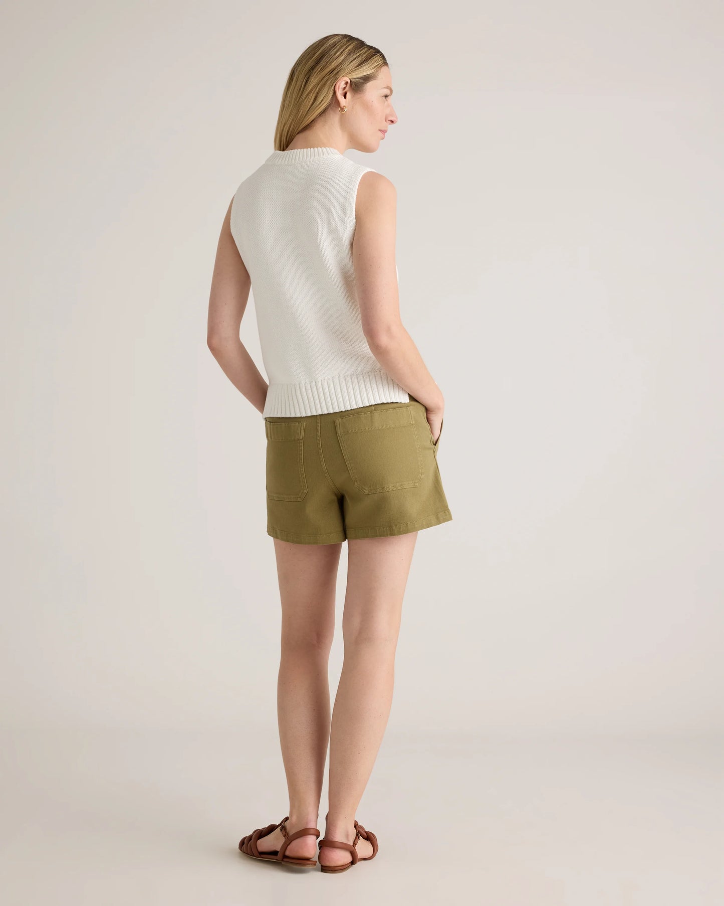 Organic Stretch Cotton Twill Utility Shorts - 0 / Ivory