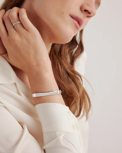 Rectangular Bangle - One Size / Sterling Silver