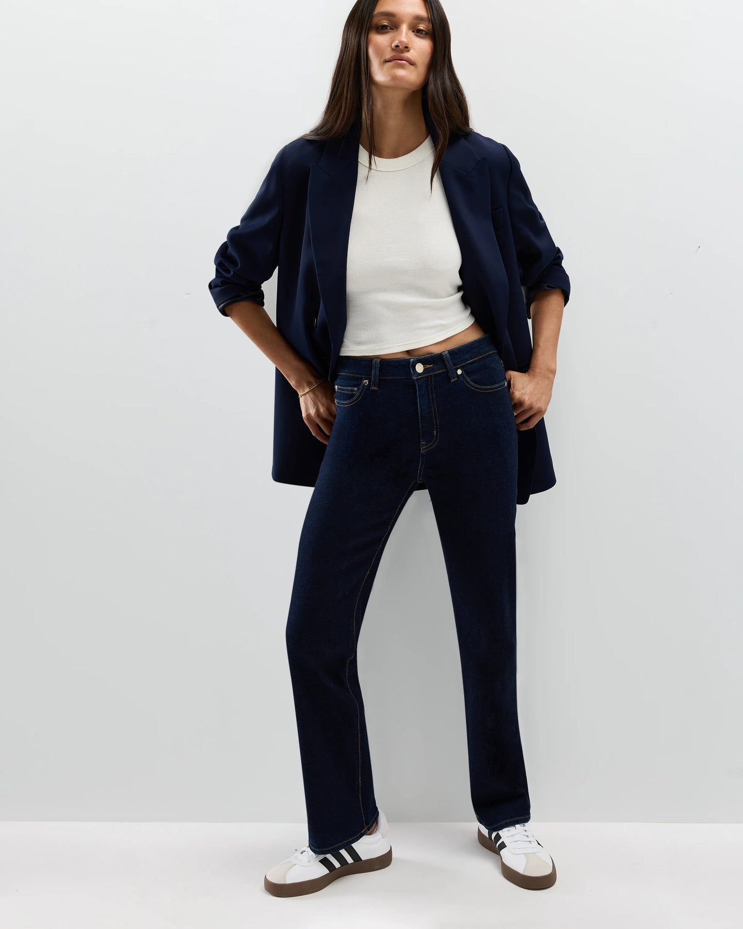 Bella Stretch Straight Jeans - 24 / Twilight Blue Fray