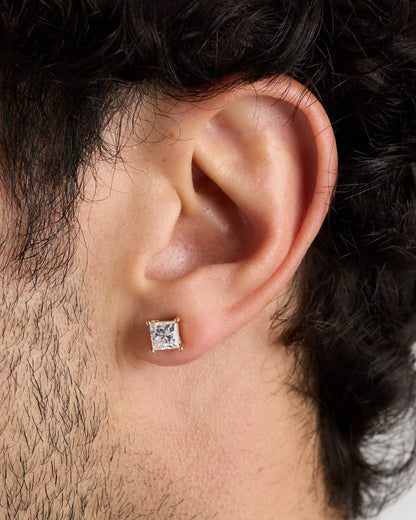 14K Gold Lab Grown Diamond Princess Solitaire Studs - 2ctw - One Size / Yellow Gold