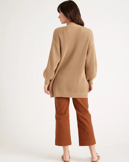 100% Organic Cotton Oversized Cardigan - XS / Camel