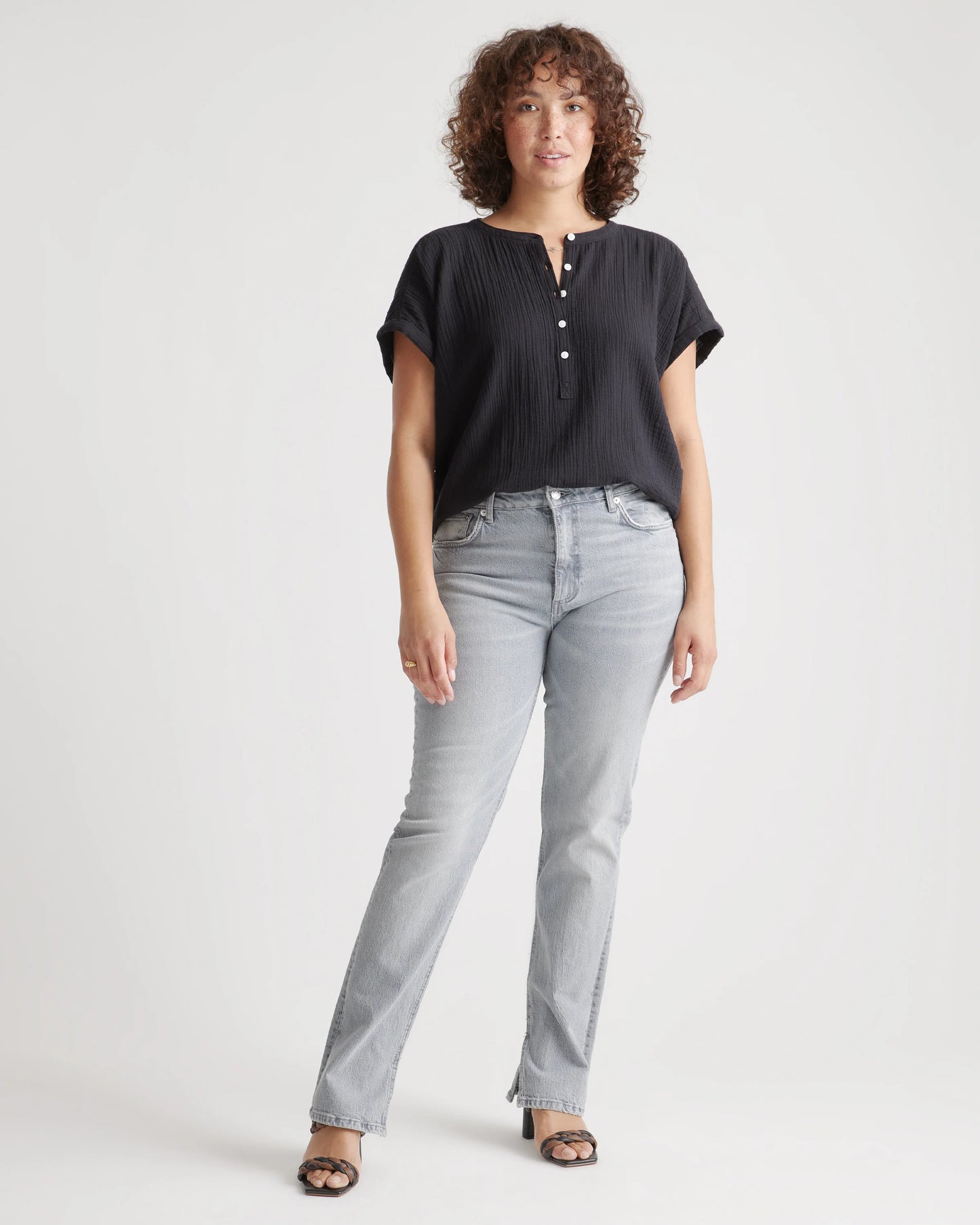 100% Organic Cotton Gauze Roll Sleeve Shirt - XS / Spiced Orange
