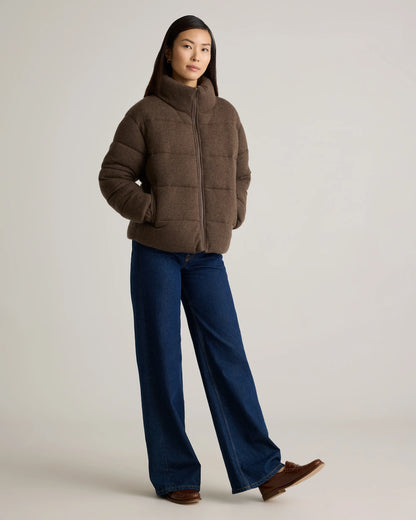 Mongolian Cashmere Puffer Jacket - XS / Brown