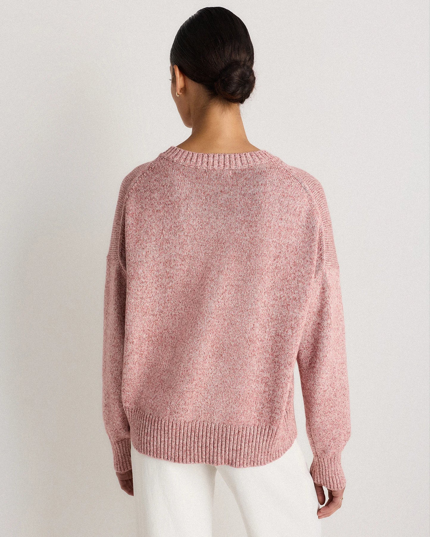 100% Organic Cotton Boyfriend Crew Sweater - XS / Speckled Beige