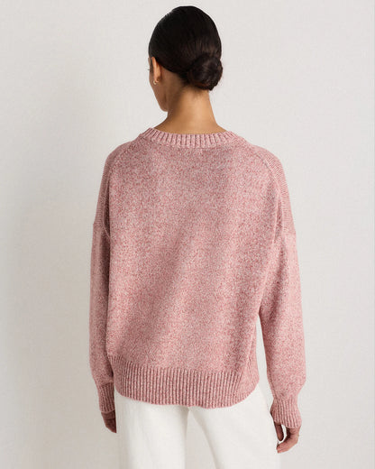100% Organic Cotton Boyfriend Crew Sweater - XS / Speckled Beige
