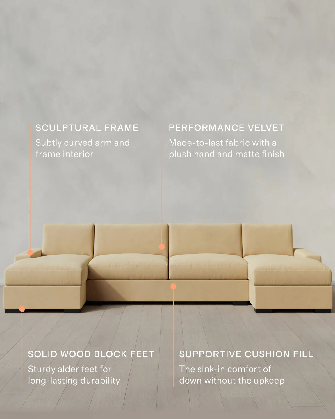 Stillman U Sectional in Performance Velvet - One Size / Java