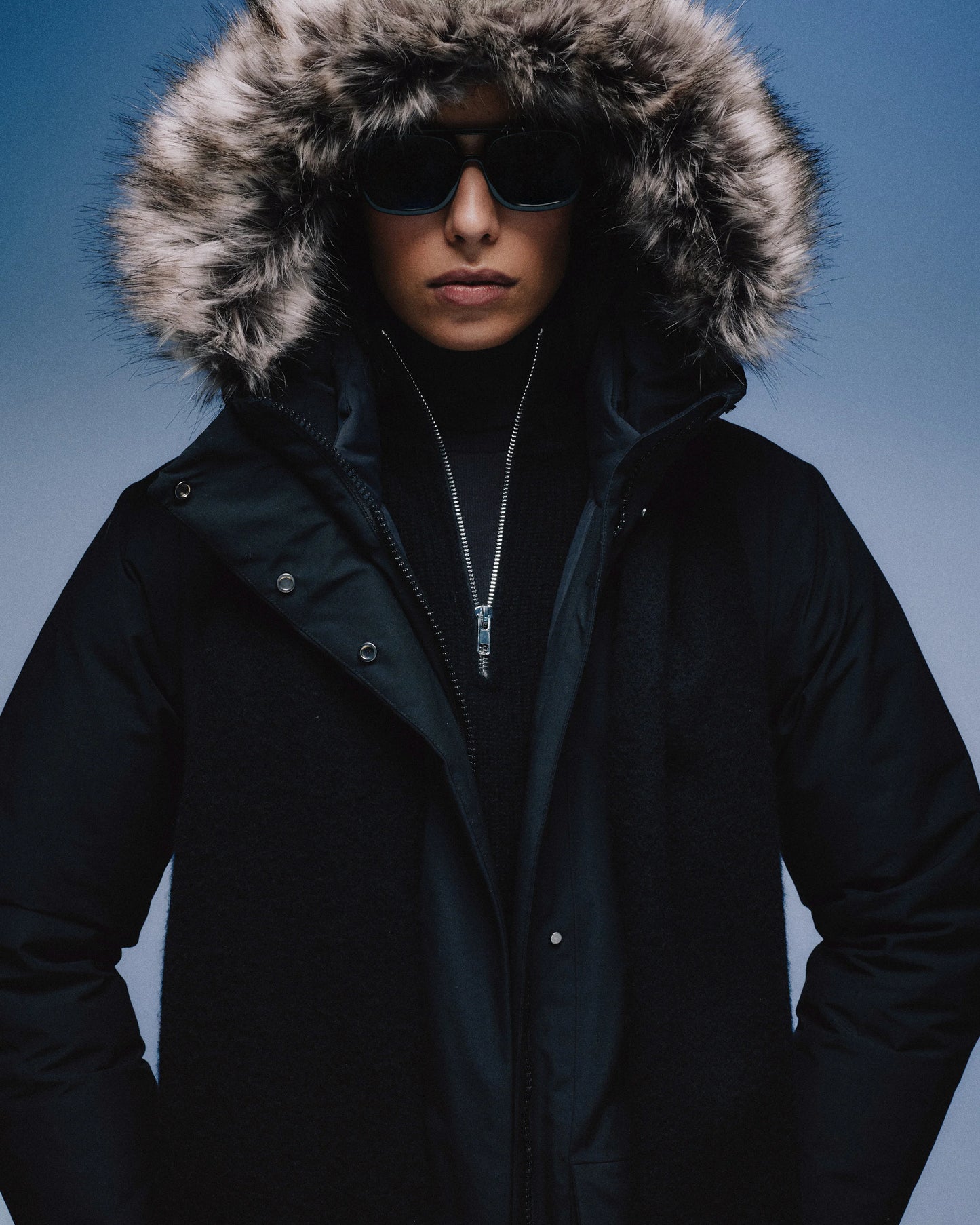 Responsible Down Hooded Long Parka - XS / Storm Blue