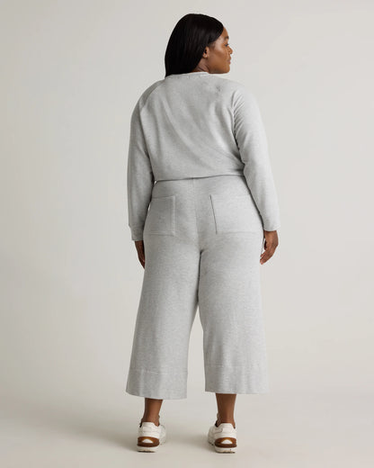 SuperSoft Fleece Cropped Wide Leg Pants - 1X / Heather Grey