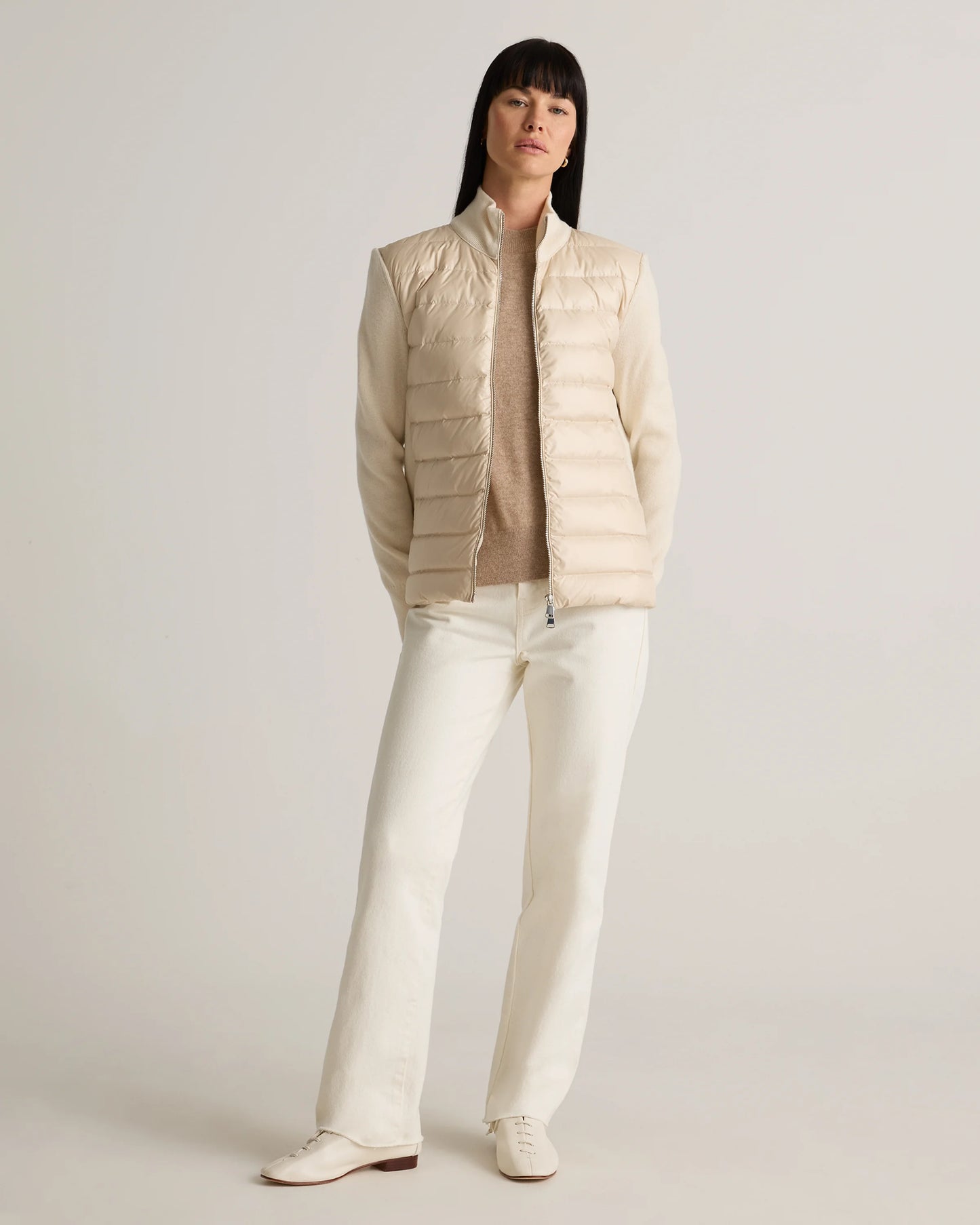 Mixed Media Down and Cashmere Jacket - XS / Oatmilk