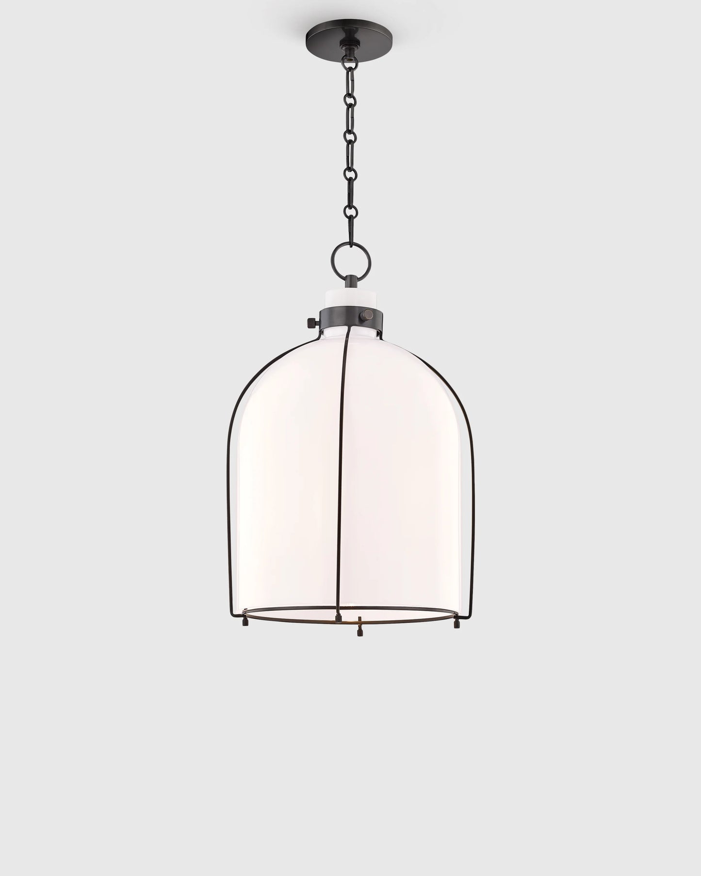 Iron and Opal Glass Bell Pendant Light - One Size / Brass