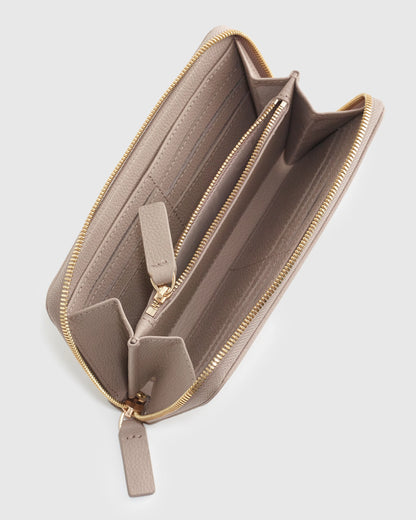 Italian Pebbled Leather Continental Wallet - One Size / Taupe