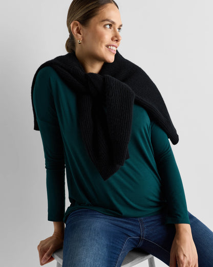 Bamboo Jersey Maternity Long Sleeve Tee (2-pack) - XS / Wine Tasting Red/Nocturnal Green