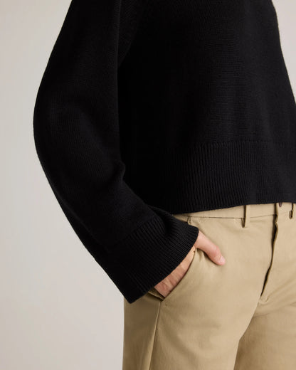 Australian Merino Wool Cropped Mock Neck Sweater - XS / Heather Bone