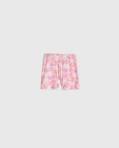 Bamboo Short Sleeve and Shorts Pajama Set - 12-18M / Lavender Hearts