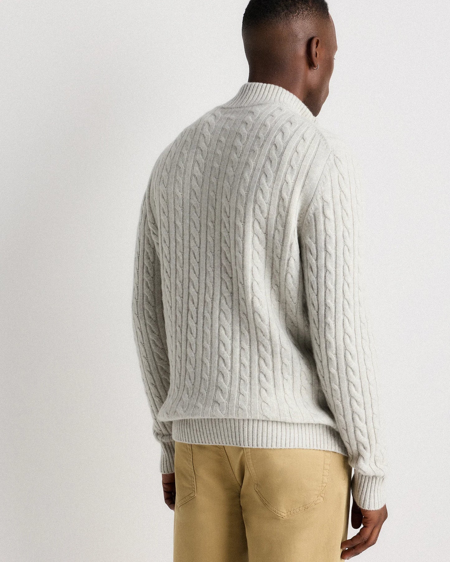 Luxe Baby Cashmere Cable Quarter Zip Sweater - S / Pearled Ivory