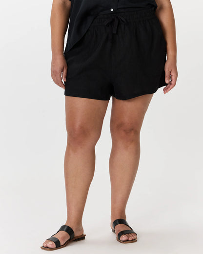 100% European Linen Shorts - 1X / Classic Mini Gingham