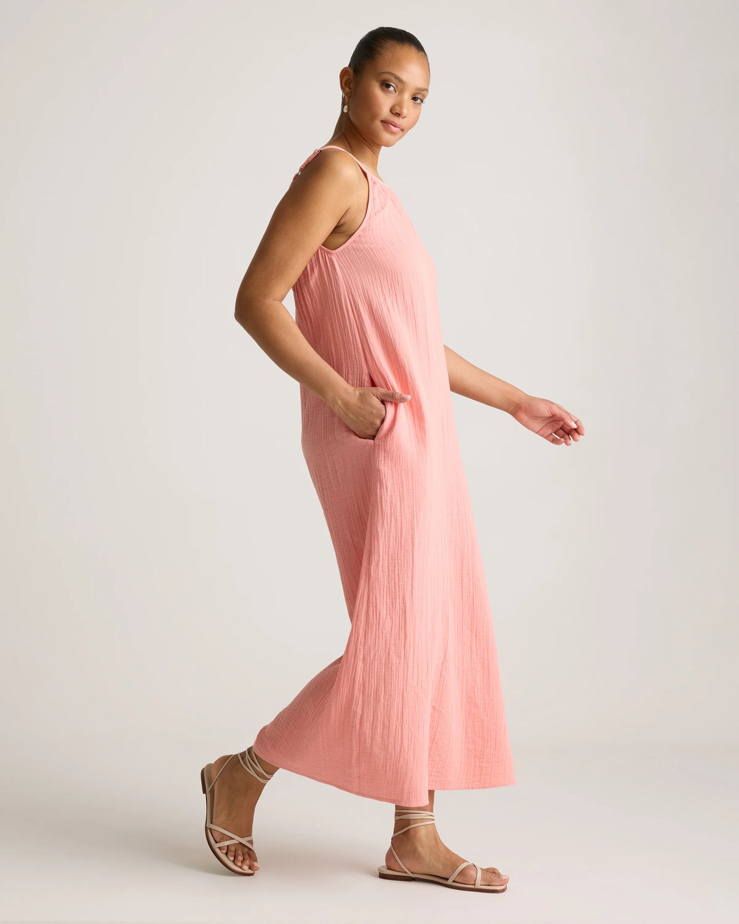 100% Organic Cotton Gauze Sleeveless Maxi Dress - XS / Spiced Orange