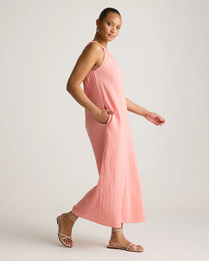 100% Organic Cotton Gauze Sleeveless Maxi Dress - XS / Spiced Orange
