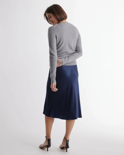 100% Washable Silk Skirt - XS / Champagne