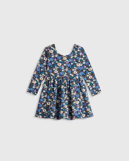 Organic Cotton Long Sleeve Skater Dress - 0-3M / Flower Buds