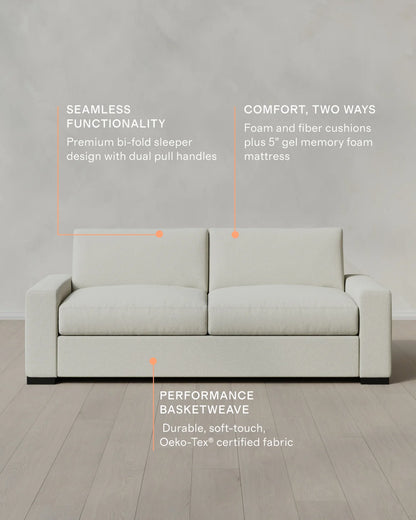 Stillman Sleeper Sofa in Performance Basketweave - Queen / Flax