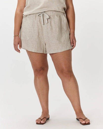 100% European Linen Shorts - 1X / Classic Mini Gingham