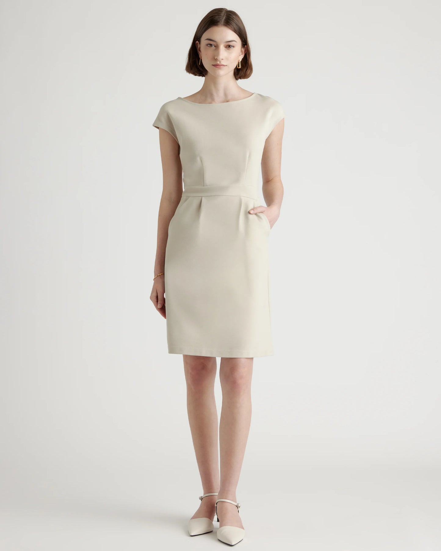 Ultra-Stretch Ponte Cap Sleeve Dress - XS / Ruby Red