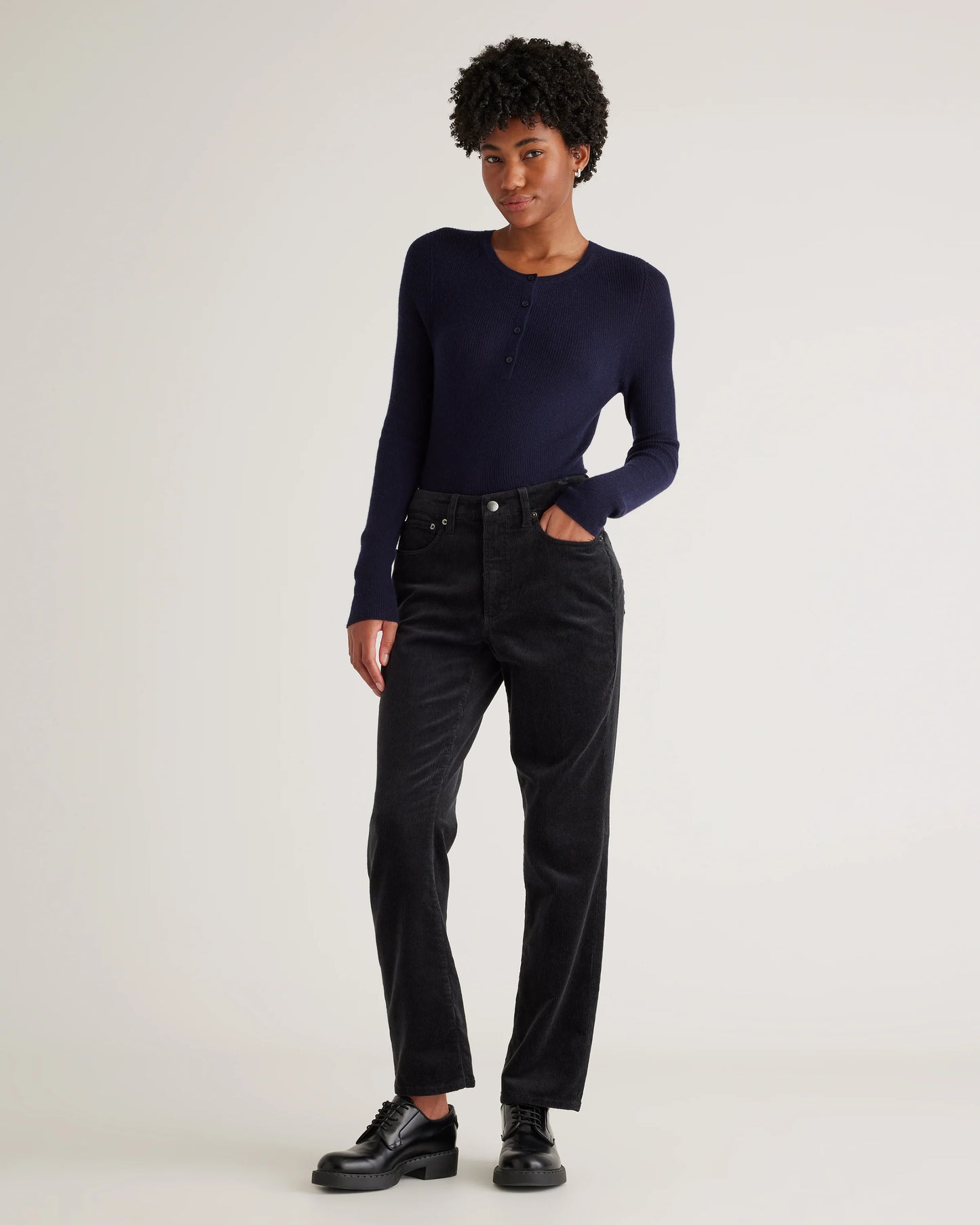 Organic Stretch Corduroy Straight Leg Pants - 0 / Espresso
