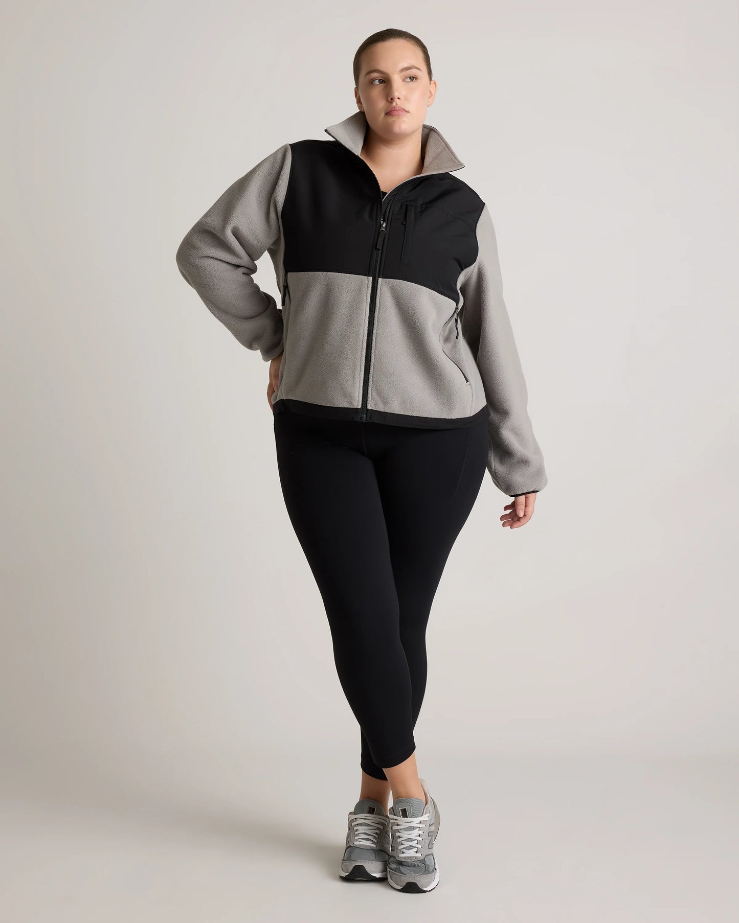 Polar Fleece Full-Zip Jacket - XS / Gravel/Bold Black