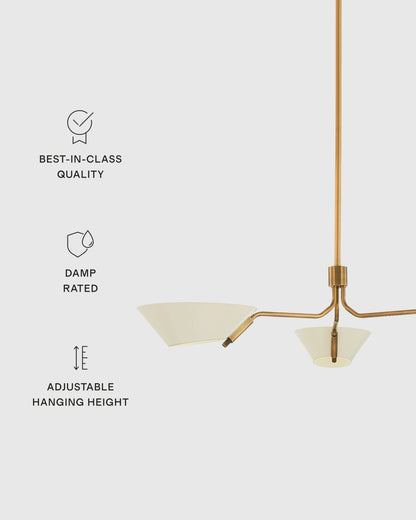 Mid-Century Armed Iron Chandelier - One Size / Sand