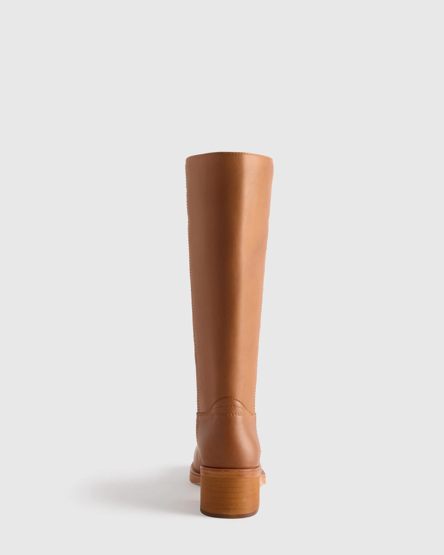 Italian Leather Block Heel Boot - 5 / Chestnut