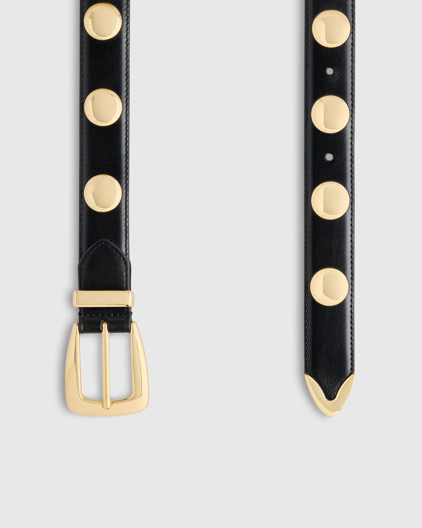 Alyssa European Leather Studded Belt - XS / Black/Silver