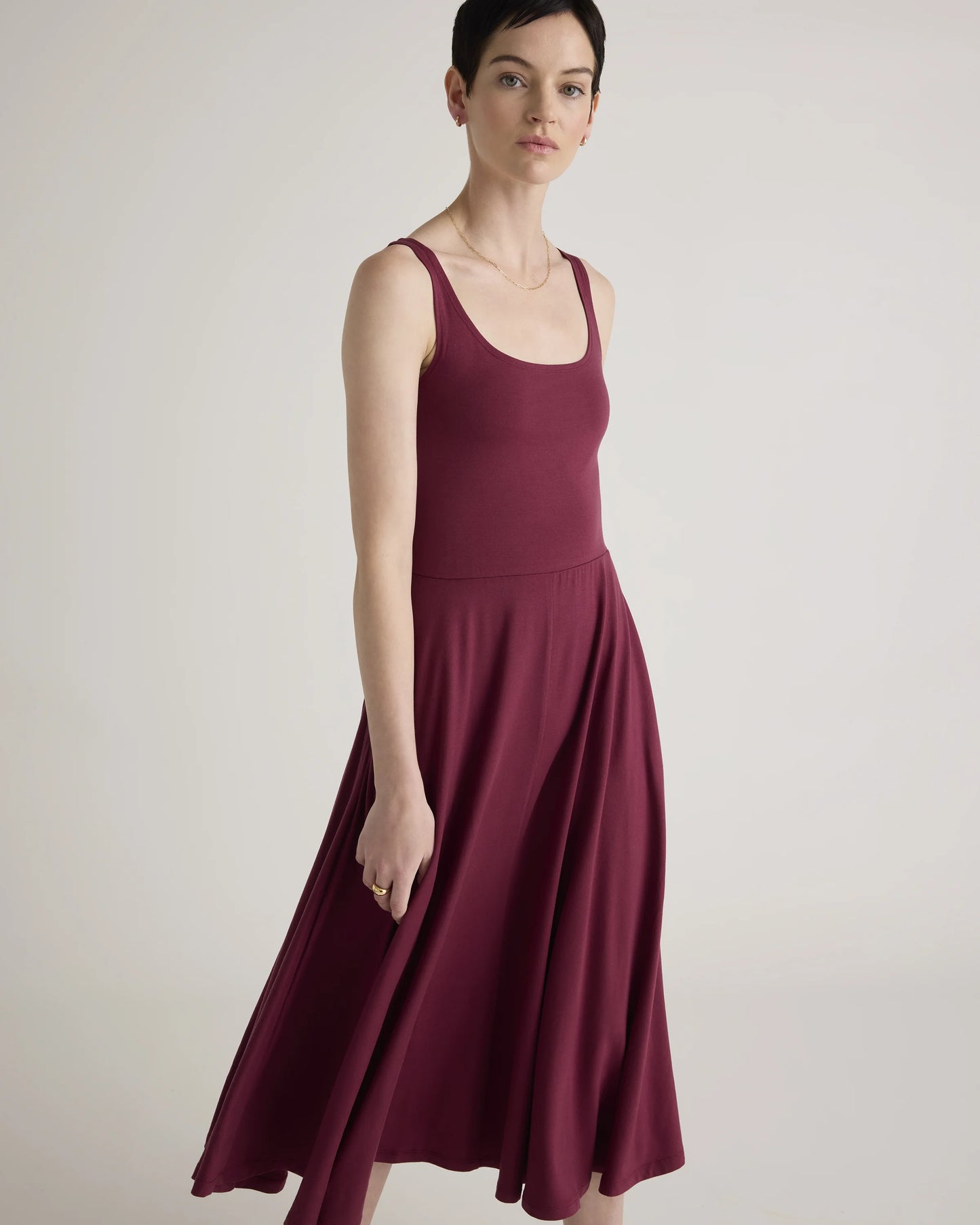 Tencel Jersey Fit & Flare Dress - XS / Dark Olive
