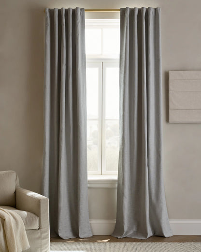 Textured Cotton Room Darkening Curtain - 48x84 / Ivory