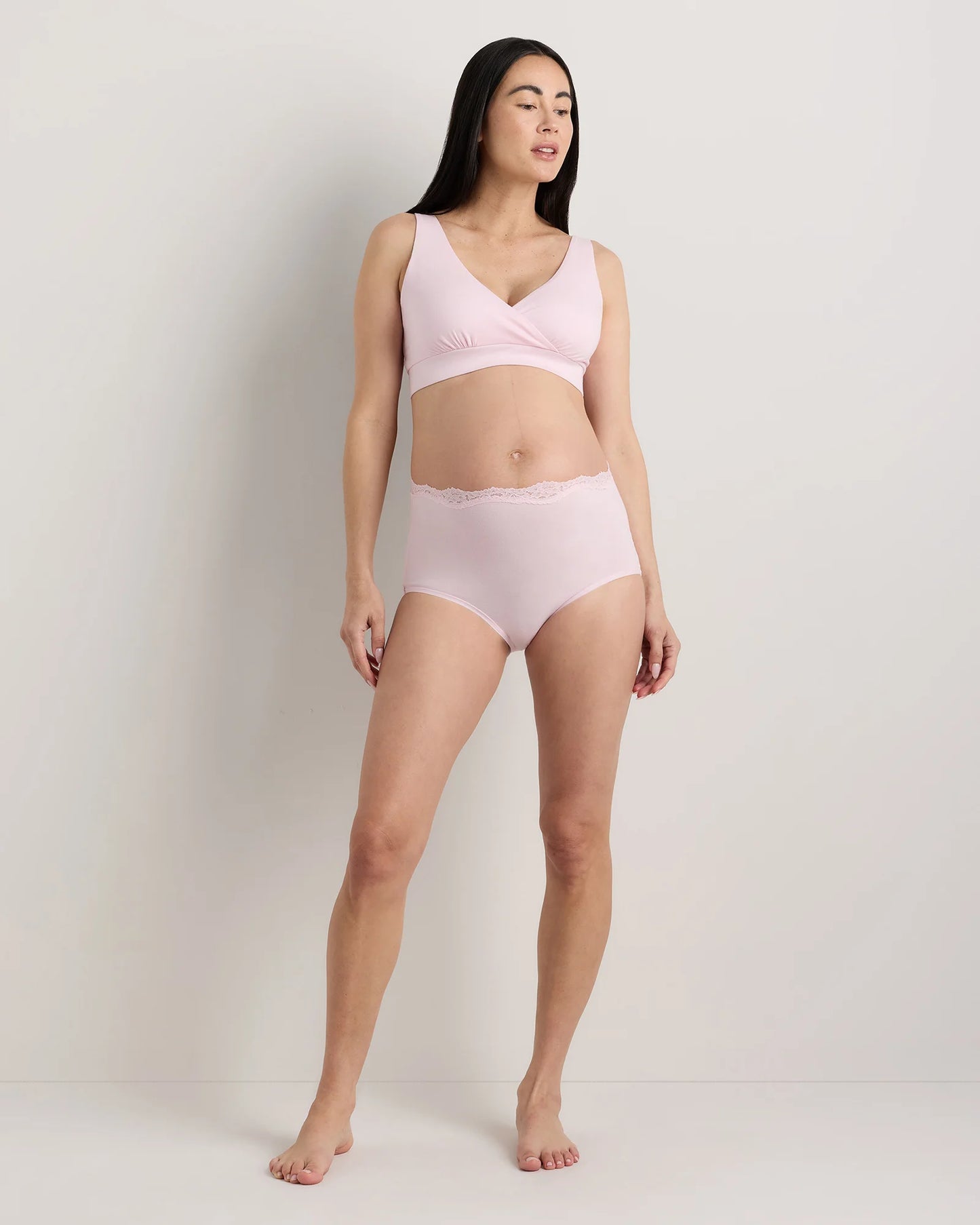Organic Cotton Lace Trim Maternity & Postpartum Brief (6-pack) - XS / Light Pink