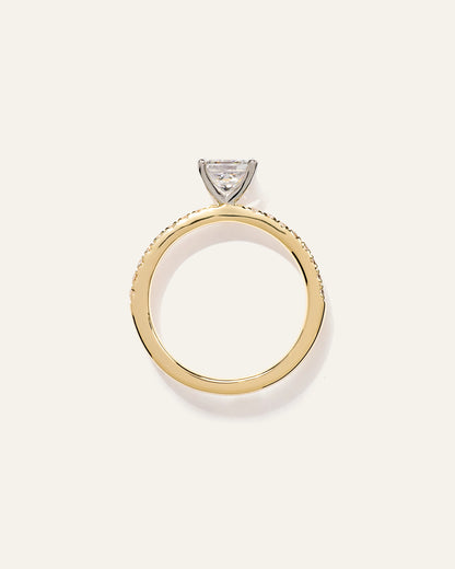 Lab Grown Diamond Princess Petite Pave Engagement Ring - 1ct - 4 / Yellow Gold
