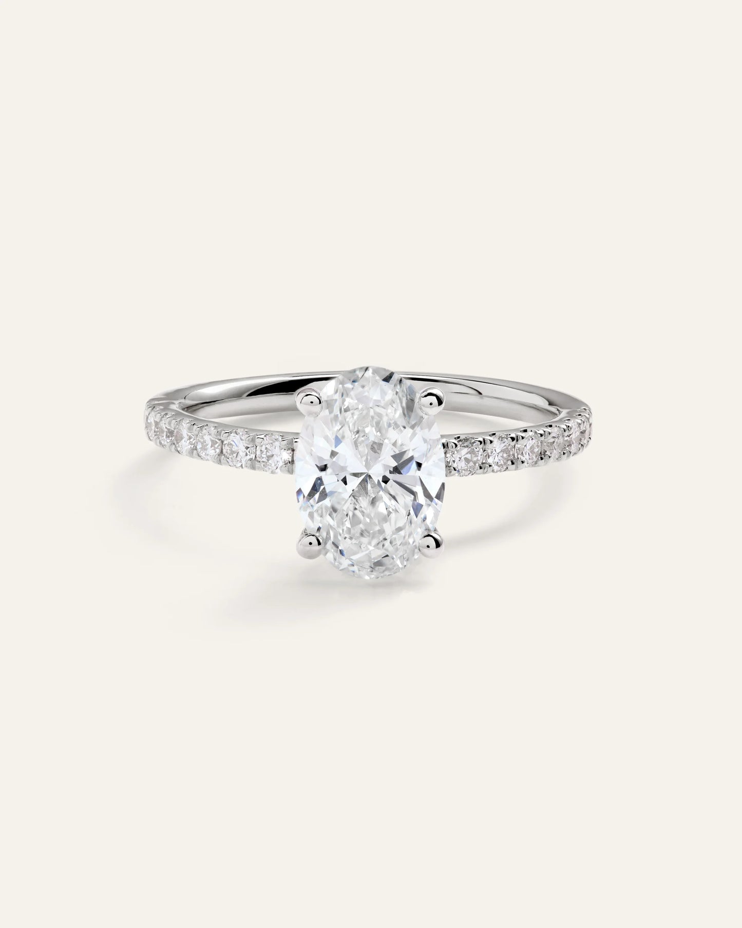Lab Grown Diamond Oval Petite Pave Engagement Ring - 1.50ct - 4 / Yellow Gold