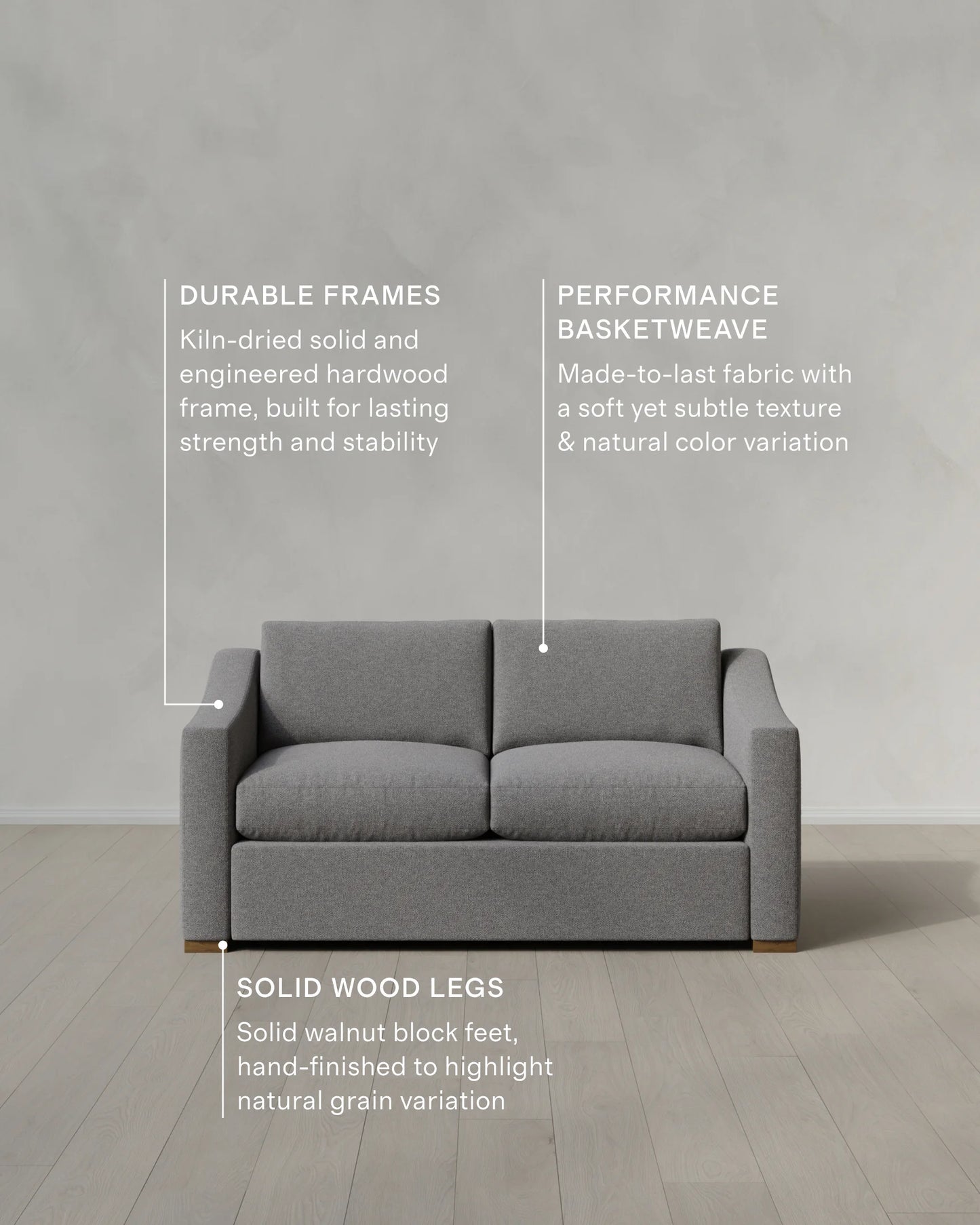 Hollis Slope Arm Sofa in Performance Basketweave - 72" / Flax